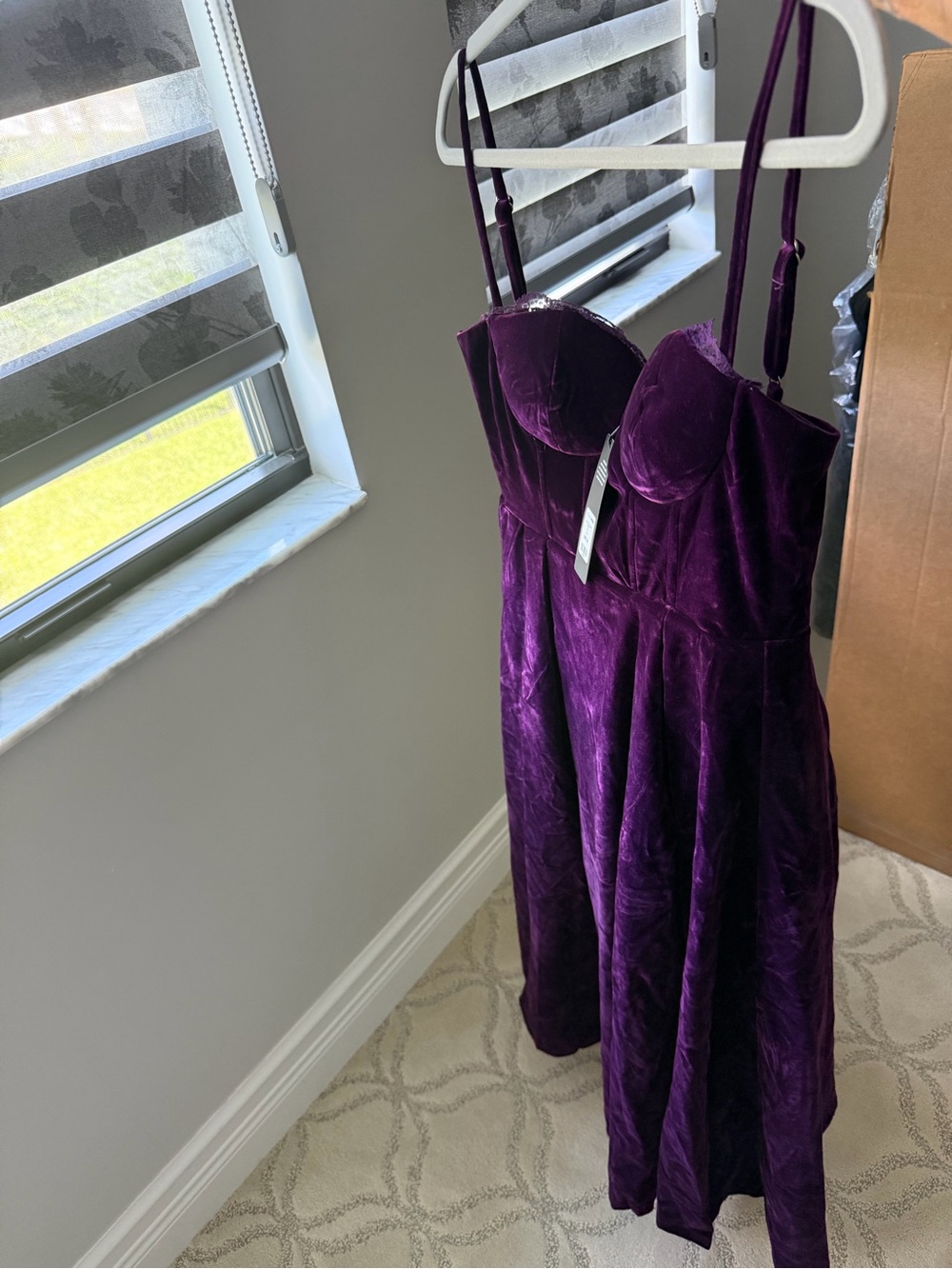 Fashion Nova Velvet Bustier Midi Dress - Purple
